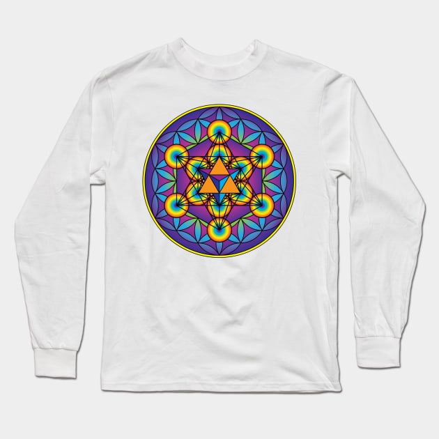 Merkaba with Metatron’s Cube Long Sleeve T-Shirt by GalacticMantra